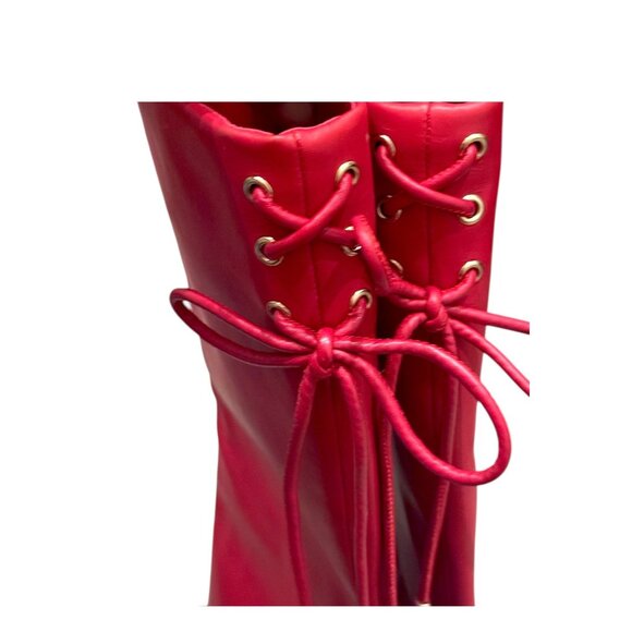 Gianni Bini Red Fold-Over Knee-High Heeled Boots Women 6M Leather NWOB - Picture 7 of 13